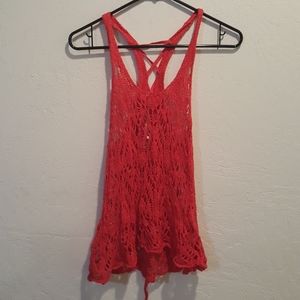 Red crocheted tank top